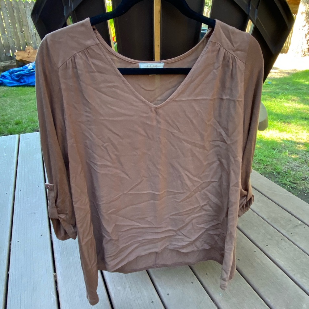 Tan sheer blouse